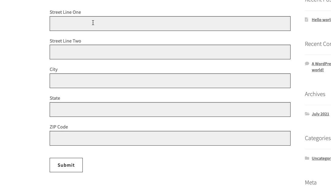 Activate Address Lookup on your address collection forms-screenshot