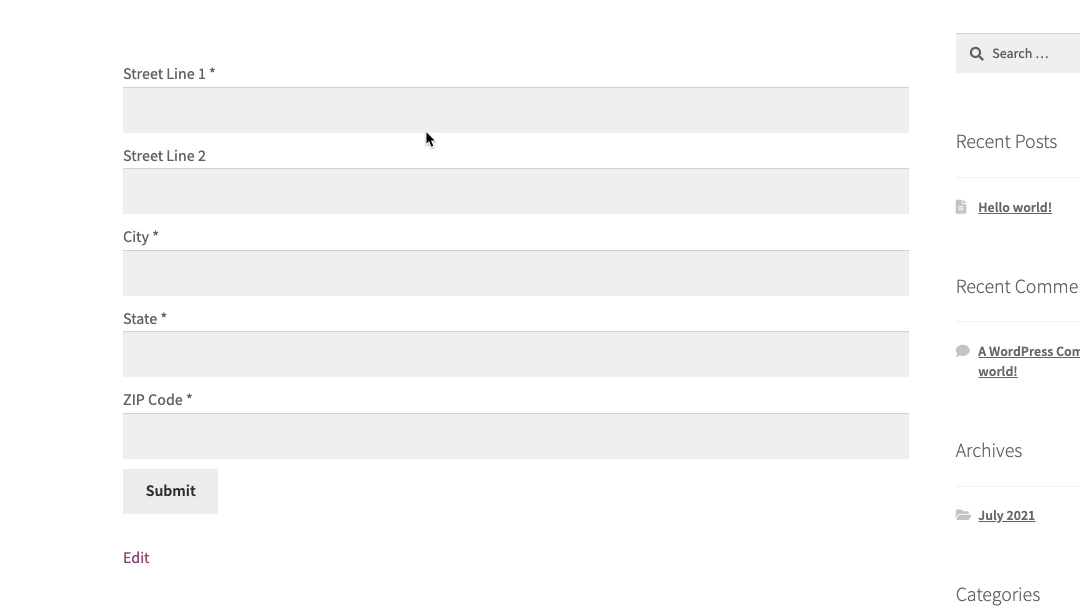 Activate Address Lookup on your address collection forms-screenshot