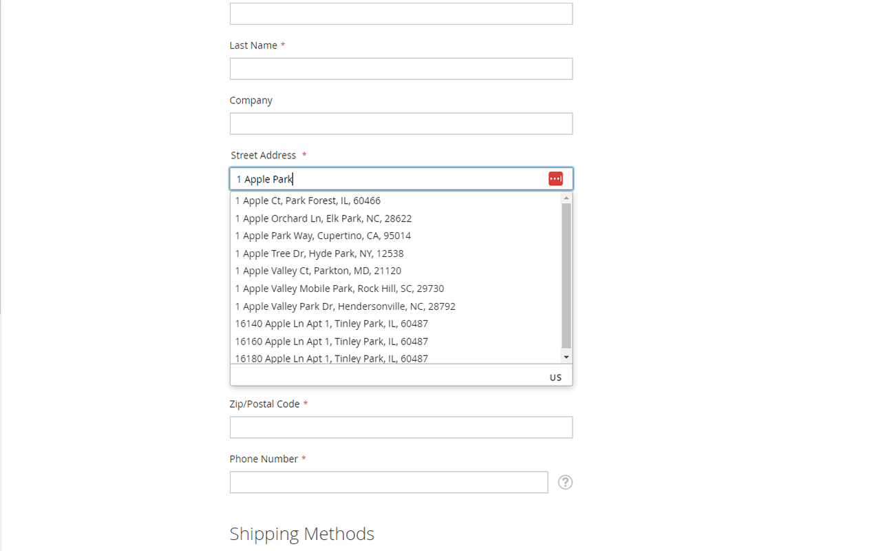 Activate Address Lookup on your address collection forms-screenshot