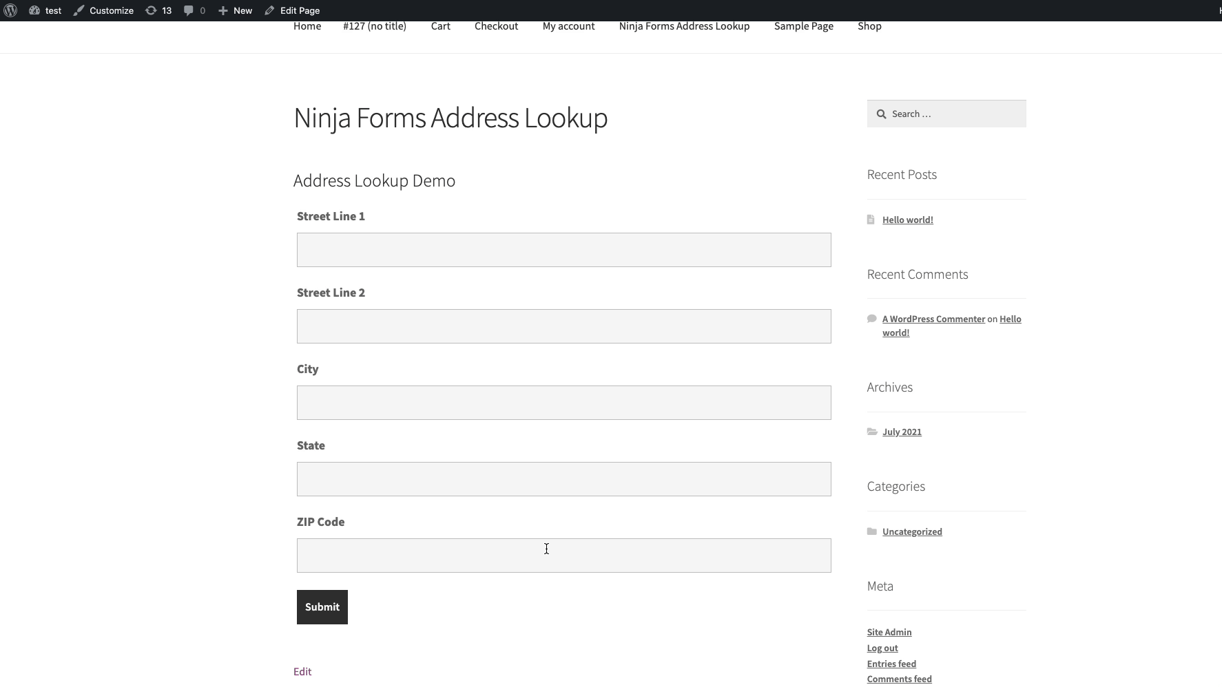 Activate Address Lookup on your address collection forms-screenshot